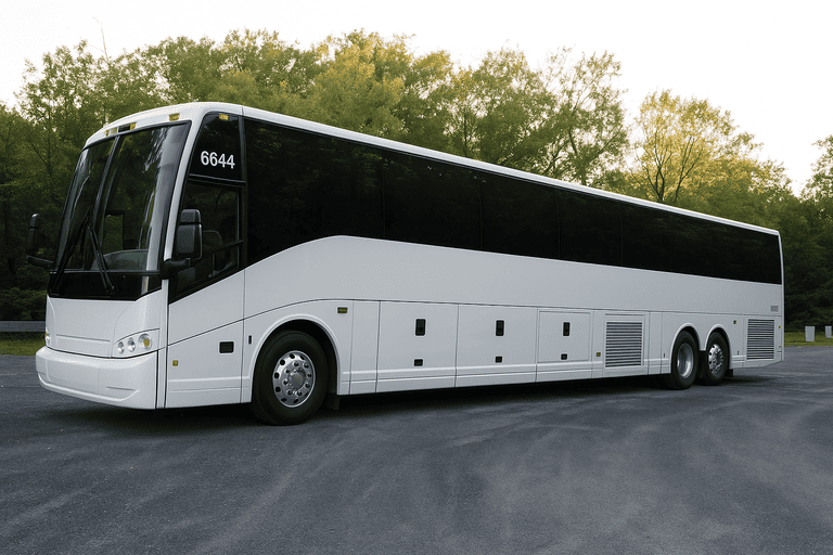 exterior of Charter Bus Rental Fullerton coach bus